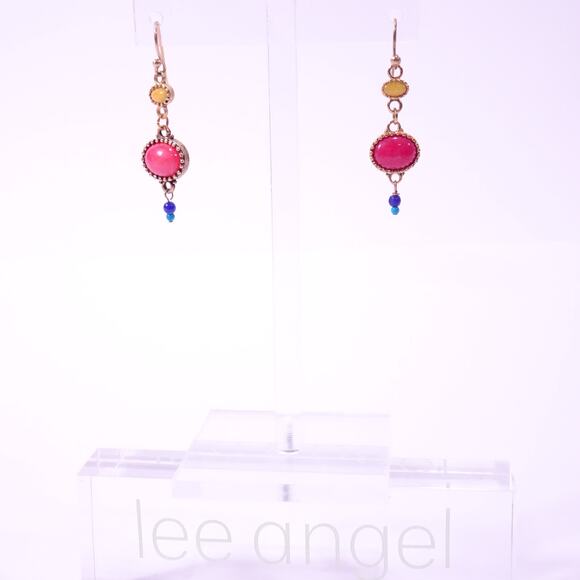 Copied - Neiman Marcus Majestic Cabochon Candy Color Drop Earrings NWT 115 - Picture 5 of 6
